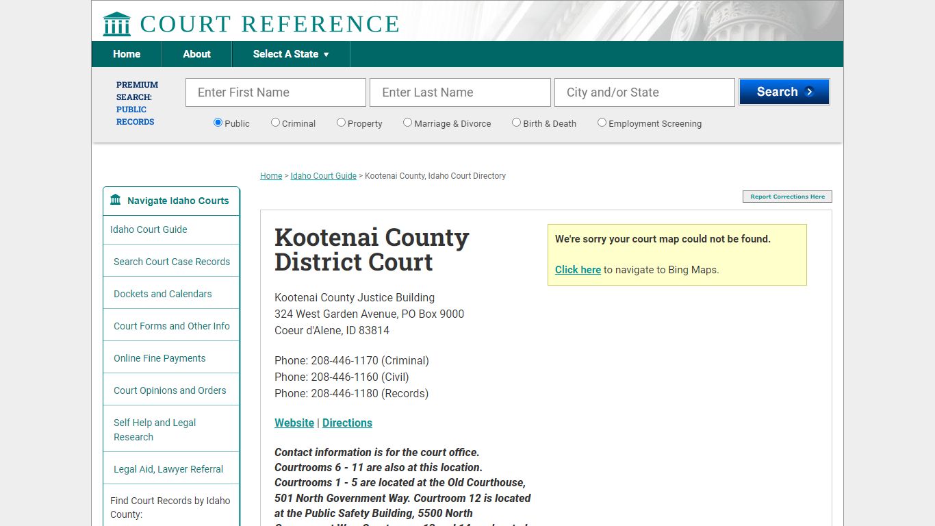Kootenai County District Court - Court Records Directory